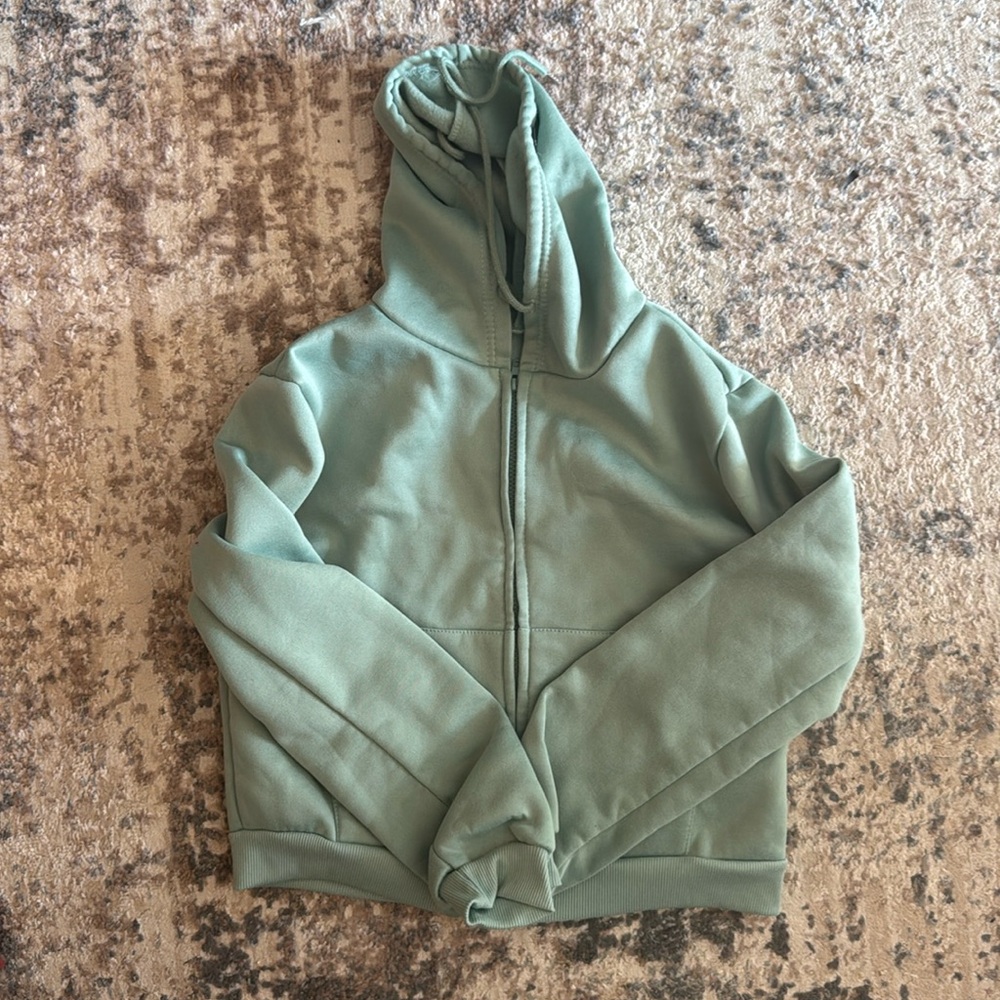Cropped mint zip up hoodie